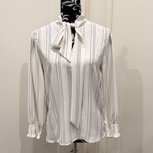 Ann Taylor White and Black Striped Blouse
